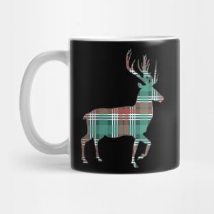 Christmas Coloured Tartan Scottish Stag Silhouette Mug